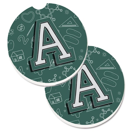 Carolines Treasures Letter A Back to School Initial Set of 2 Cup Holder Car Coaster CJ2010-ACARC